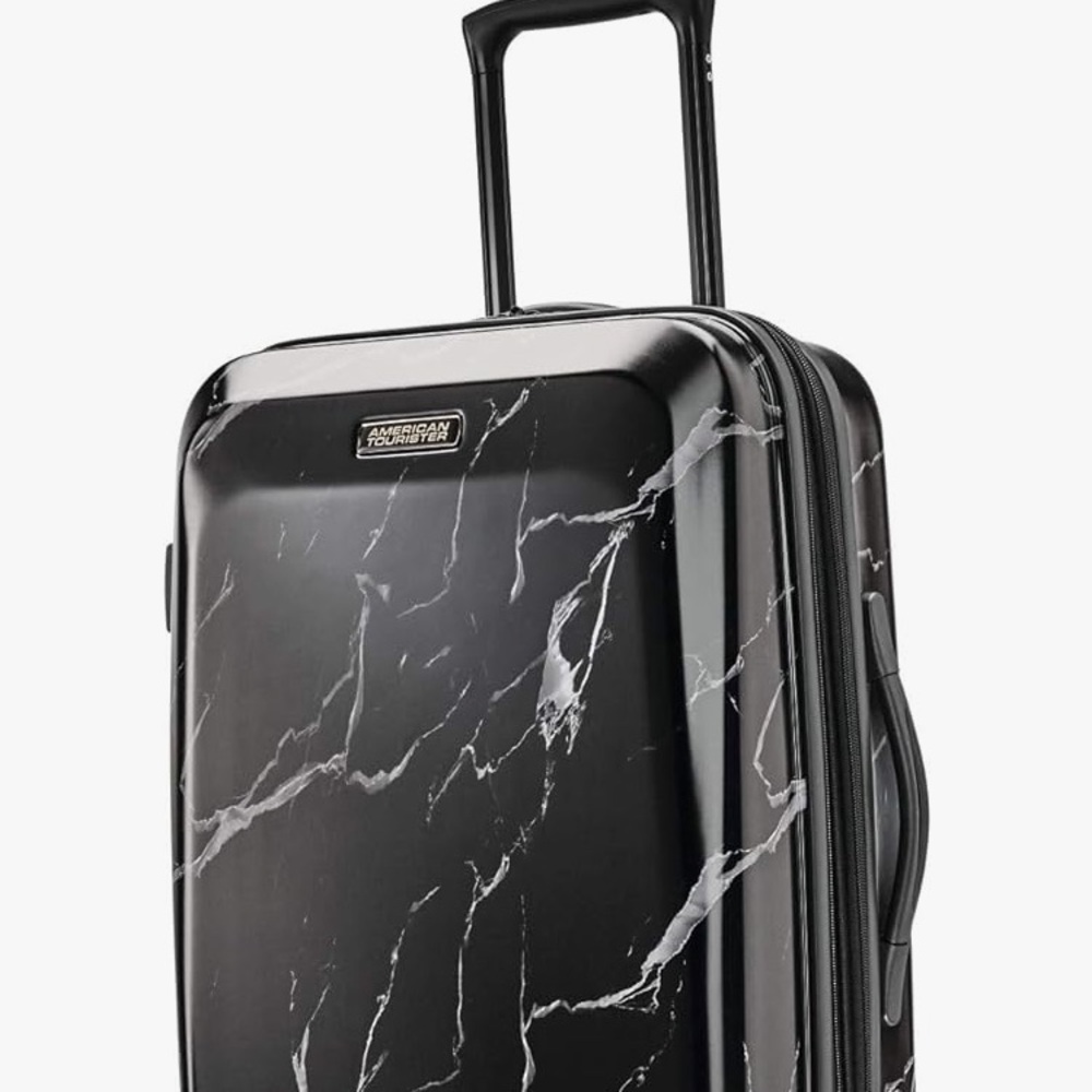 American Tourister Black Marble Hard-Shell Carry-On